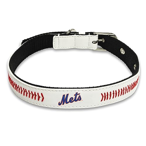 MLB New York Mets New York Mets New Signature PRO PVC-Leder, Premium-Haustierhalsband, extra robust und langlebig. Super stilvoll. Größe: L, verstellbar, 50,8–73,7 cm Länge x 2,5 cm Breite von Pets First