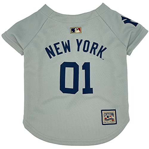 MLB New York Yankees Vintage Throwback-Trikot für Hunde & Katzen, Team-Farbe, bequemes Polycotton-Material, Größe L von Pets First