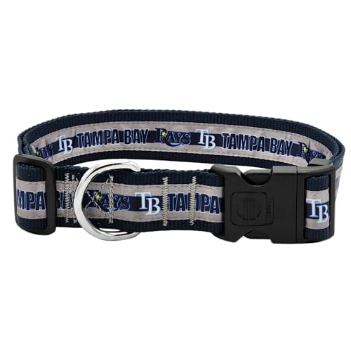 MLB PET Halsband Tampa Bay Rays Hundehalsband, Größe XL, Baseball-Team-Halsband für Hunde und Katzen Ein glänzendes und farbenfrohes Hunde- und Katzenhalsband, lizenziert von der MLB von Pets First