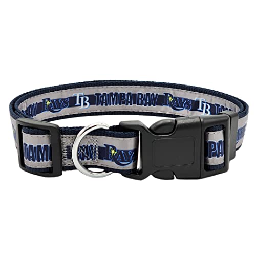 MLB PET Halsband Tampa Bay Rays Hundehalsband, Größe M, Baseball-Team-Halsband für Hunde und Katzen EIN glänzendes und farbenfrohes Hunde- und Katzenhalsband, lizenziert von der MLB von Pets First