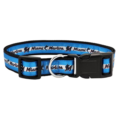 MLB Pet Halsband Miami Marlins Hundehalsband, großes Baseball-Teamhalsband für Hunde und Katzen, glänzendes und farbenfrohes Hunde- und Katzenhalsband, lizenziert von The MLB von Pets First