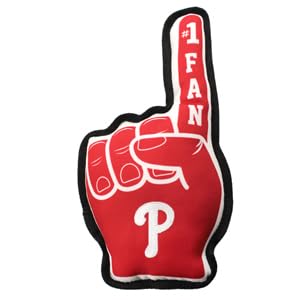 MLB Philadelphia Phillies #1 Fan Toy Bestes Sport-Hundespielzeug mit doppelt genähtem Rand und robustem Nylonmaterial, gefüllt mit kaubarem Polyfil und innerem Quietscher von Pets First