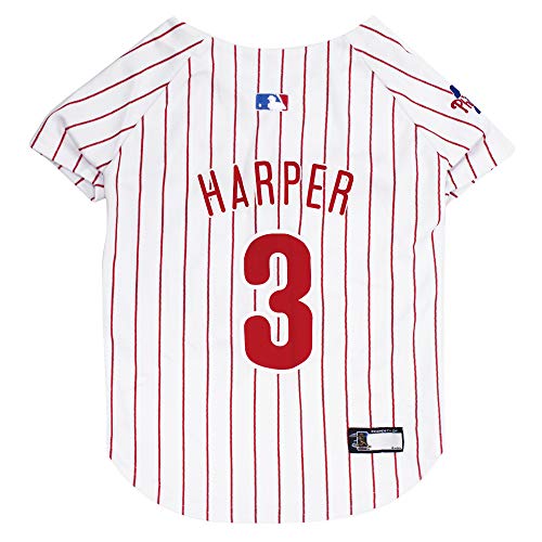 MLBPA Hundetrikot – Bryce Aron Max Harper #3 Haustiertrikot – MLB Philadelphia Phillies Katzentrikot aus Netzstoff, Größe XS von Pets First