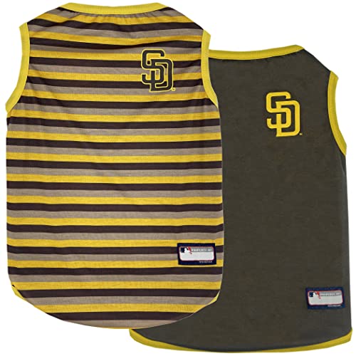 MLB SAN Diego Padres WendeTShirt, XSmall für Hunde & Katzen Ein HaustierShirt mit dem TeamLogo, das in 2 Designs erhältlich ist; gestreiftes TShirt auf der einen Seite; solides Design auf der von Pets First