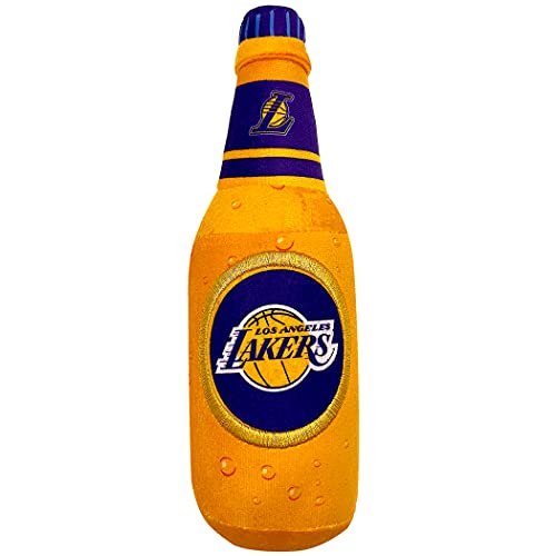 Pets First NBA Los Angeles Lakers Bierflasche Plüsch Hund & Katze Quietschspielzeug - Süßeste Stadion SODA Flasche Snack Plüschtier für Hunde & Katzen mit Innenquietscher & schönem Basketball Team von Pets First