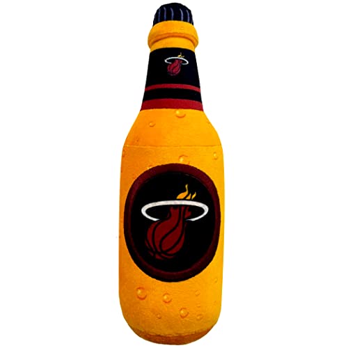 NBA Miami Heats Bierflasche Plüsch Hund & Katze Quietschspielzeug - Niedliches Stadion SODA Flasche Snack Plüschtier für Hunde & Katzen mit innerem Quietscher & schönem Basketball-Teamname/Logo von Pets First