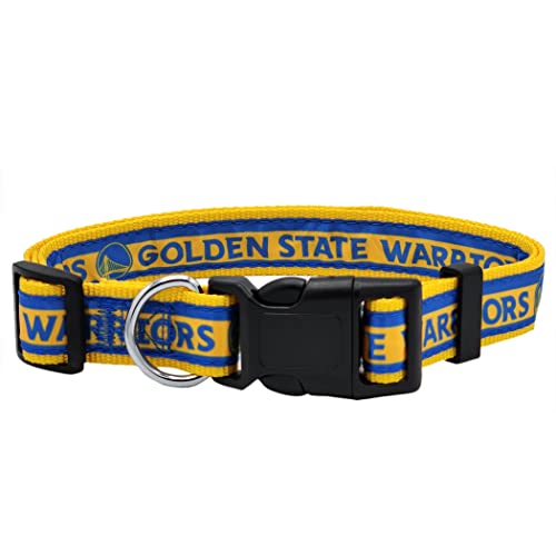 NBA PET Halsband Golden State Warriors Hundehalsband, Größe L, Basketball-Team-Halsband für Hunde und Katzen, glänzendes und farbenfrohes Hunde- und Katzenhalsband, lizenziert von der NBA von Pets First