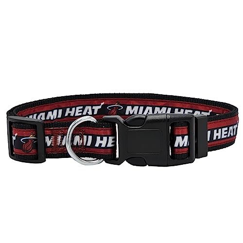 NBA PET Halsband Miami Heats Hundehalsband, Größe L, Basketball-Team-Halsband für Hunde & Katzen Ein glänzendes und farbenfrohes Hunde- und Katzenhalsband, lizenziert von der NBA von Pets First