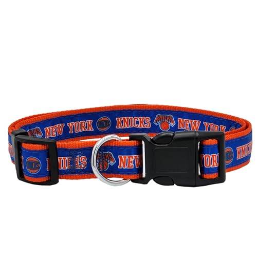 NBA PET Halsband New York Knicks Hundehalsband, Größe S, Basketball-Team-Halsband für Hunde und Katzen, glänzendes und farbenfrohes Hunde- und Katzenhalsband, lizenziert von der NBA von Pets First
