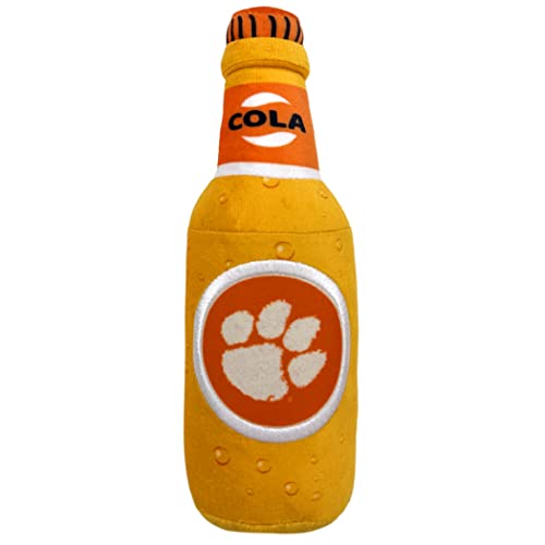 Pets First NCAA Clemson Tigers Bierflasche Plüsch Hund & Katze Quietschspielzeug - Süßestes Stadion Soda Flasche Snack Plüschtier für Hunde & Katzen mit innerem Quietscher & schönem Fußball/Basketball von Pets First