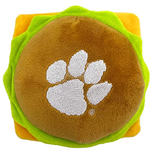 NCAA Clemson Tigers Cheese Burger Plüsch Hund & Katze Quietschspielzeug – süßestes Stadion Hamberger Snack Plüschtier für Hunde & Katzen mit innerem Quietscher & schönem von Pets First