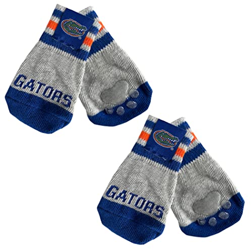 NCAA Florida Gators rutschfeste Hundesocken mit elastischem Rippenoberteil, Größe M/L. Socken für drinnen und draußen, bester Hundepfotenschutz, 2 Paar Haustiersocken mit Ihrem Lieblingssportteam von Pets First