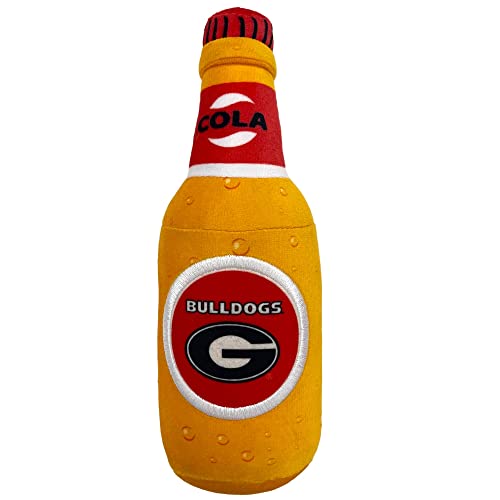 NCAA Georgia Bulldogs Bierflasche Plüsch Hund & Katze Quietschspielzeug – süßeste Stadion Soda Flasche Snack Plüschtier für Hunde & Katzen mit innerem Quietscher & schönem Fußball/Basketball Team von Pets First