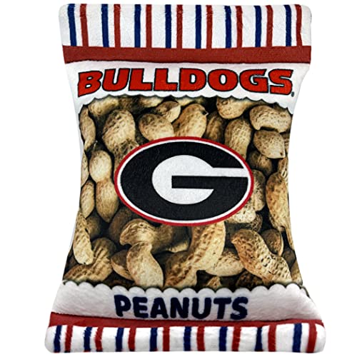 NCAA Georgia Bulldogs Crinkle Fine Plush Dog & Cat Squeak Toy - Cutest Stadion Peanuts Snack Plush Toy for Dogs & Cats with Inner Squeaker & Beautiful Baseball Team Name/Logo von Pets First