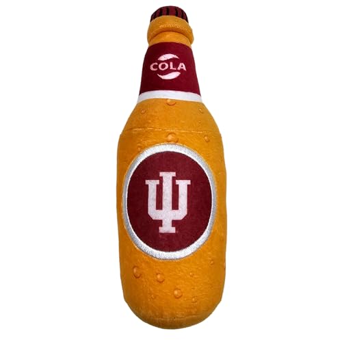 NCAA Indiana Hoosiers Bierflasche Plüsch Hund & Katze Quietschspielzeug – süßeste Stadion SODA Flasche Snack Plüschtier für Hunde & Katzen mit innerem Quietscher & schönem Fußball/Basketball Team von Pets First