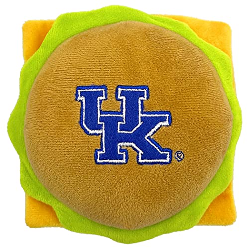 NCAA Kentucky Wildcats Cheese Burger Plüsch Hund & Katze Quietschspielzeug – süßestes Stadion Hamberger Snack Plüschtier für Hunde & Katzen mit innerem Quietscher & schönem von Pets First