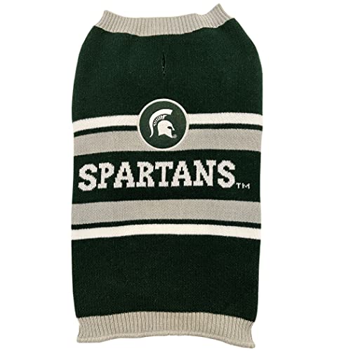 NCAA Michigan State Spartans Hundepullover, Größe S, warmer und gemütlicher Strickpullover mit NCAA-Team-Logo, bester Welpenpullover für große und kleine Hunde von Pets First