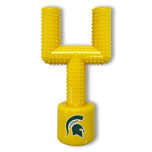 NCAA Michigan State Spartans Mega-Chew Hartes Nylon Speckgeschmack Hundeknochen Fußball Torpfosten Kauspielzeug Interaktives, leckeres und lustiges Kauspielzeug für Hunde Unzerstörbar, stark, robust von Pets First