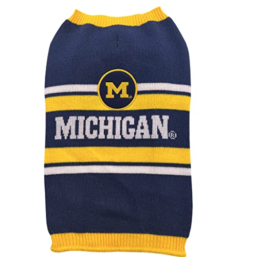 NCAA Michigan Wolverines Hundepullover, Größe M, warmer und gemütlicher Strickpullover mit NCAA-Team-Logo, bester Welpenpullover für große und kleine Hunde von Pets First