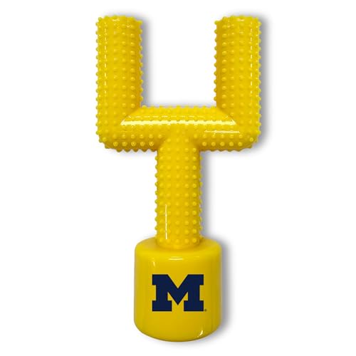 NCAA Michigan Wolverines Mega-Chew Hartes Nylon Speckgeschmack Hundeknochen Fußball Torpfosten Kauspielzeug Interaktives, leckeres und lustiges Kauspielzeug für Hunde Unzerstörbar, stark, robust und von Pets First