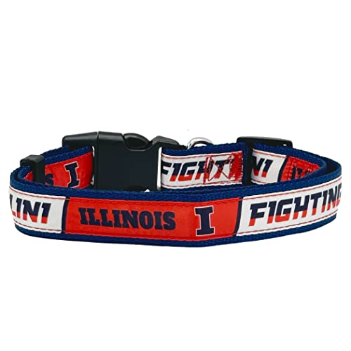 NCAA PET Collar Illinois Fighting Illini Hundehalsband, mittelgroß, Collegiate Team Halsband für Hunde und Katzen, sportlich, glänzend und bunt, lizenziert von der COLLEGE von Pets First