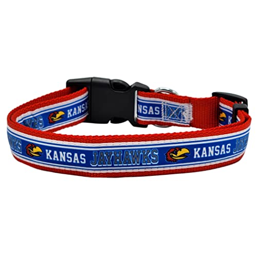 NCAA PET Halsband Kansas Jayhawks Hundehalsband, Größe L, College-Team-Halsband für Hunde und Katzen EIN glänzendes und farbenfrohes Hunde- und Katzenhalsband, lizenziert von der NCAA von Pets First