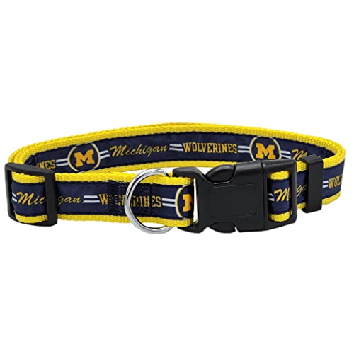 NCAA PET Halsband Michigan Wolverines Hundehalsband, großes Collegiate Team Halsband für Hunde und Katzen Ein sportliches, glänzendes und farbenfrohes Katzenhalsband und Hundehalsband, lizenziert von von Pets First