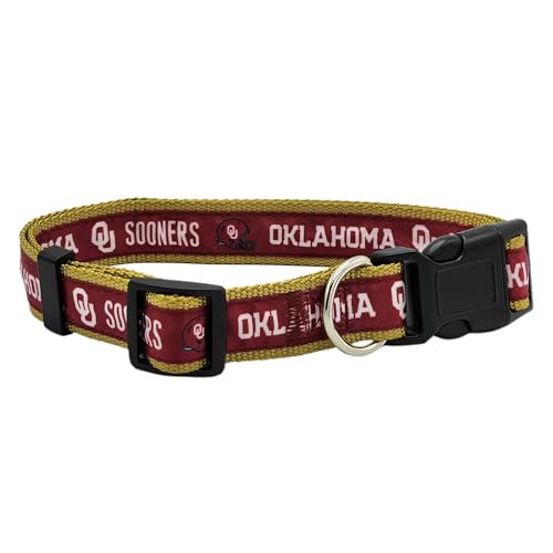 NCAA PET Halsband Oklahoma Sooners Hundehalsband, Größe L, College-Team-Halsband für Hunde und Katzen EIN glänzendes und farbenfrohes Hunde- und Katzenhalsband, lizenziert von der NCAA von Pets First