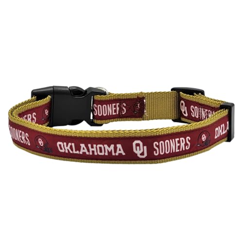 Pets First Collegiate PET Halsband Oklahoma Sooners Hundehalsband, Größe M. Beste Sportmannschaftsfarbe für Hunde und Katzen EIN glänzendes und farbenfrohes Hunde- und Katzenhalsband, lizenziert von von Pets First