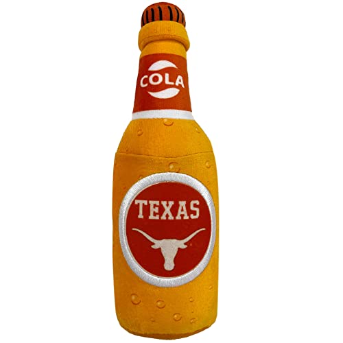 NCAA Texas Longhorns Bierflasche Plüsch Hund & Katze Quietschspielzeug – süßeste Stadion SODA Flasche Snack Plüschtier für Hunde & Katzen mit innerem Quietscher & schönem Fußball/Basketball Team von Pets First