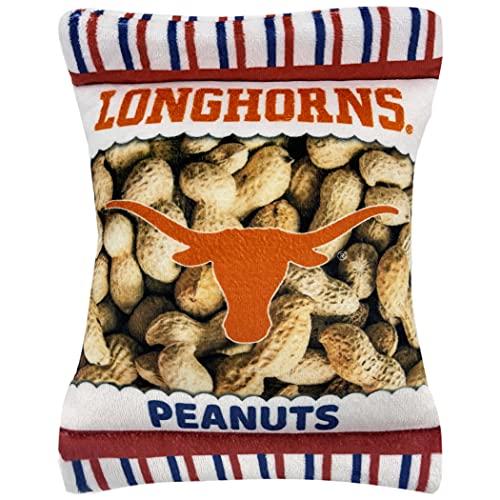 NCAA Texas Longhorns Crinkle Fine Plush Dog & Cat Squeak Toy - Cutest Stadion Peanuts Snack Plush Toy for Dogs & Cats with Inner Squeaker & Beautiful Baseball Team Name/Logo von Pets First