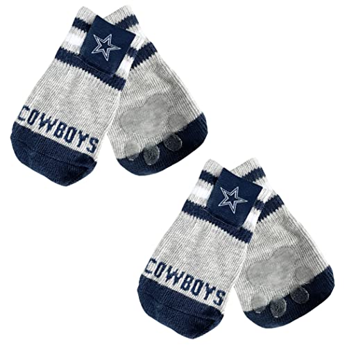 NFL Dallas Cowboys Anti-Rutsch-Hundesocken mit elastischem geripptem Oberteil, Größe M/L. Socken für drinnen und draußen, Bester Hundepfotenschutz, 2 Paar, Cooles Welpenzubehör mit NFL-Logo der von Pets First