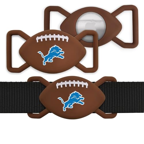 NFL Detroit Lions Fußball Apple Air Tag Halter 2er-Pack für Hunde & Katzen, Hülle für Apple Airtag Tracker, GPS Hunde-Tracking-Gerät Halsbandhalter von Pets First