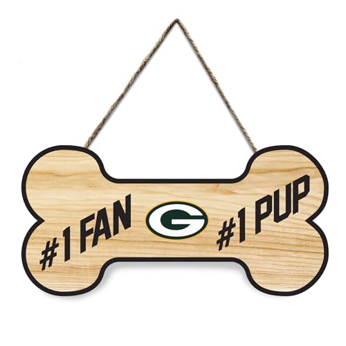 NFL Green Bay Packers #1 Fan #1 Welpe wasserdichtes Holzwandschild, sportliches Zaunschild, NFL-Fußball-Fan, Hof-Dekoration für Hof, Zaun, Wände, drinnen und draußen mit Ihrem von Pets First