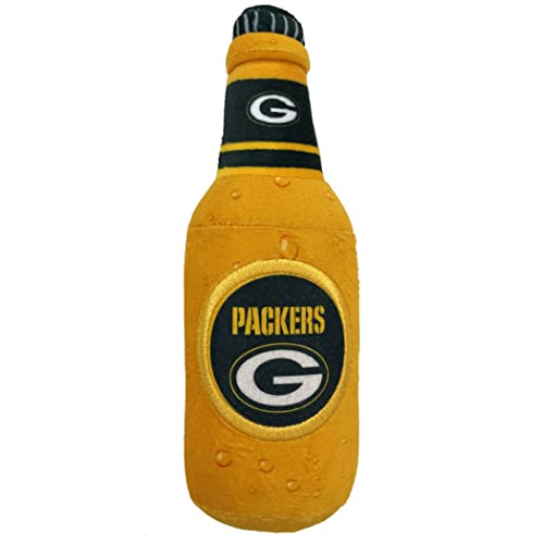 NFL Green Bay Packers Bierflasche Plüsch Hund & Katze Quietschspielzeug,Niedliches Stadion SODA Flasche Snack Plüschspielzeug für Hunde & Katzen mit innerem Quietscher & schönem Fußball-Teamname/Logo von Pets First