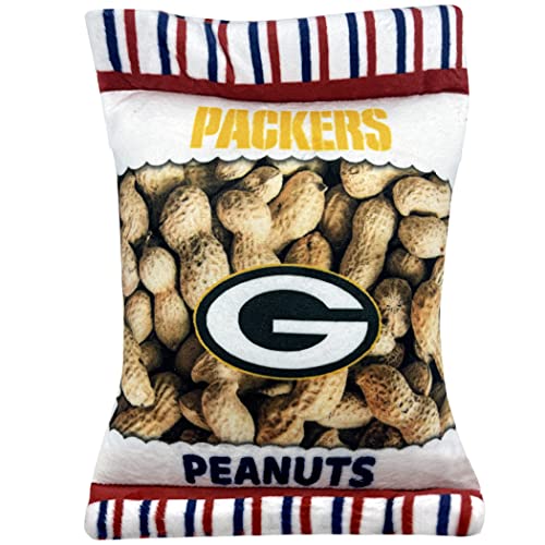 NFL Green Bay Packers Crinkle Fine Plüsch Hund & Katze Quietschspielzeug – Niedliches Stadion Peanuts Snack Plüschspielzeug für Hunde & Katzen mit innerem Quietscher & schönem Baseball Team Name/Logo von Pets First