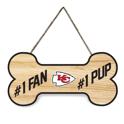 NFL Kansas City Chiefs #1 Fan #1 Welpe wasserdichtes Holzwandschild, sportliches Zaunschild, NFL Football Fan Yard Decor für Hof, Zaun, Wände, drinnen und draußen mit Ihrem Lieblings-Fußball-Team-Logo von Pets First