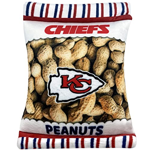 NFL Kansas City Chiefs Crinkle Fine Plüsch Hund & Katze Quietschspielzeug - Niedliches Stadion Peanuts Snack Plüschspielzeug für Hunde & Katzen mit innerem Quietscher & schönem Baseball Team Name/Logo von Pets First