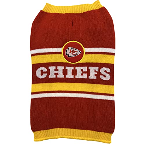 NFL Kansas City Chiefs Hundepullover, Größe L Warmer und gemütlicher Strickpullover mit NFL Team Logo, bester Welpenpullover für große und kleine Hunde von Pets First