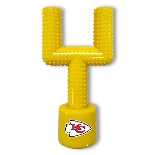 NFL Kansas City Chiefs Mega-Chew Hartes Nylon Speckgeschmack Hund Knochen Fußball Torpfosten Kauspielzeug Interaktives Leckeres Spaß Haustier Kauspielzeug Unzerstörbar Stark & Langlebig Extra Robust von Pets First