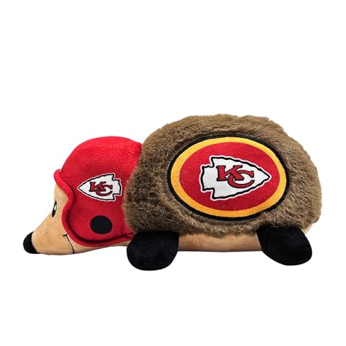 NFL Kansas City Chiefs Plüsch Igel Spielzeug für Hunde & Katzen, Cooles Weiches Haustier Spielzeug für Spaß und Interaktives Spielen, Hund Kauspielzeug mit Quietscher, Lizenziertes Hot Pet Spielzeug von Pets First