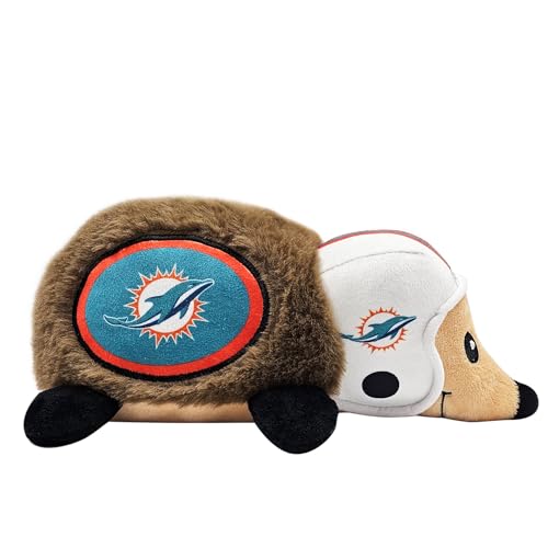 NFL Miami Dolphins Plüsch Igel Spielzeug für Hunde & Katzen, Cooles weiches Haustier Spielzeug für Spaß und interaktives Spielen, Hund Kauspielzeug mit Quietscher, Lizenziertes Hot Pet Spielzeug von Pets First