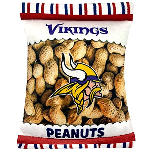 NFL Minnesota Vikings Crinkle Fine Plush Dog & Cat Squeak Toy - Cute Stadion Peanuts Snack Plush Toy for Dogs & Cats with Inner Squeaker & Beautiful Baseball Team Name/Logo von Pets First