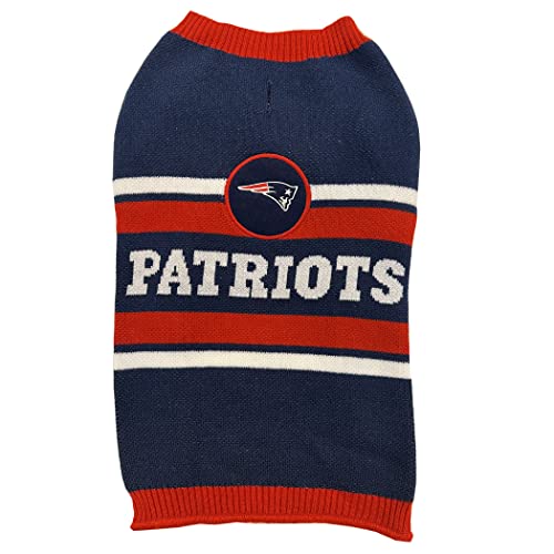 NFL New England Patriots Hundepullover, Größe L Warmer und gemütlicher Strickpullover mit NFL Team Logo, Bester Welpenpullover für große und kleine Hunde von Pets First