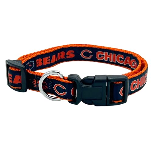 Pets First Hundehalsband, NFL, Chicago-Bären, lizenziert, Größe L, strapazierfähig, robust und langlebig, erhältlich in 32 Fußballmannschaften und 4 Größen von Pets First