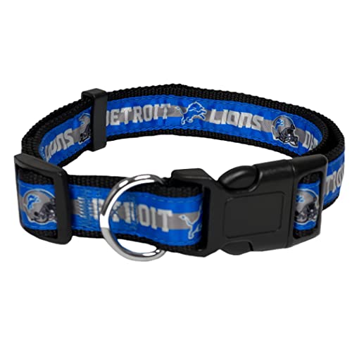NFL PET Halsband Detroit Lions Hundehalsband, großes Fußballteam Halsband für Hunde & Katzen EIN glänzendes und farbenfrohes Katzenhalsband & Hundehalsband, lizenziert von der NFL von Pets First