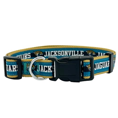 Pets First Hundehalsband, NFL, Jacksonville Jaguars, lizenziert, Größe XL, strapazierfähig, robust und langlebig, erhältlich in 32 Fußballmannschaften und 4 Größen von Pets First