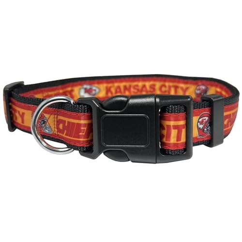 Pets First Hundehalsband, NFL, Kansas City-Chiefs, lizenziert, Größe L, strapazierfähig, robust und langlebig, erhältlich in 32 Fußballmannschaften und 4 Größen von Pets First