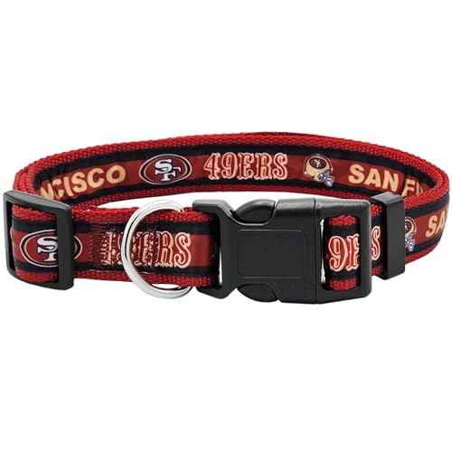 Pets First Hundehalsband, NFL-San Francisco 49ers, Lizenziertes Haustier-Halsband, groß, strapazierfähig, robust und langlebig, erhältlich in 32 Fußballmannschaften und 4 Größen von Pets First