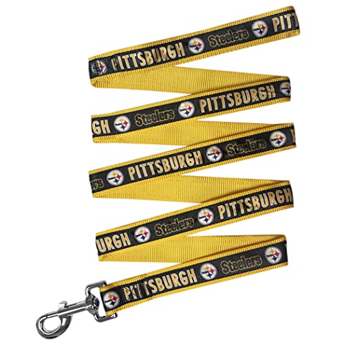 NFL PET Leash Pittsburgh Steelers Hundeleine, große Fußballmannschaftsleine für Hunde und Katzen Eine glänzende und farbenfrohe Katzenleine und Hundeleine, lizenziert von der NFL von Pets First